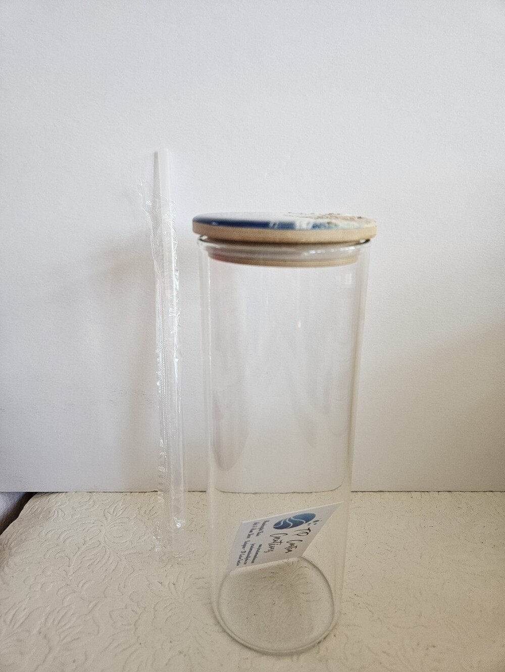 Clear Glass Tumbler With Lid And Straw